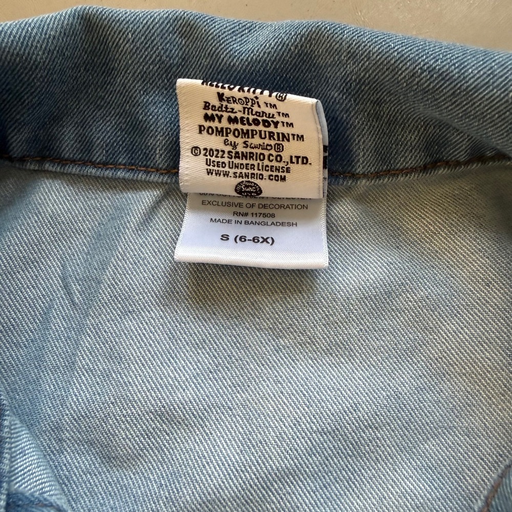 Kids Hello Kitty Denim Jacket Character Spring Blue Jean Jean Jacket Size S 6-6X - Picture 5 of 6